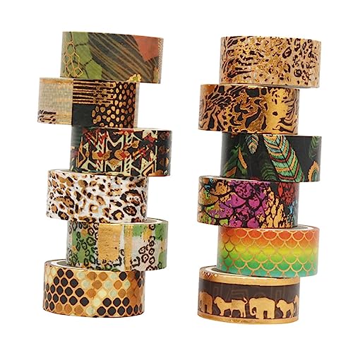 UTHCLO 12Rollen Washi Tape mit Tierdruck Maskierungsklebebänder für DIY und Basteln Dekoratives Geschenkband für Scrapbooking und Projekte von UTHCLO