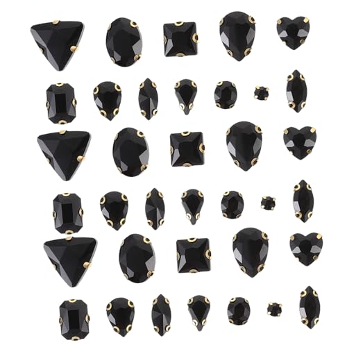 UTHCLO 130 Stück Materialien zum Selbermachen Edelsteine ​​zum Basteln große Strasssteine Reize schmucksteine gems kleider bastelset Klauen-Strass-Dekore Kleidungsmaterialien Glas Black von UTHCLO