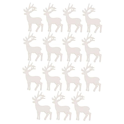 UTHCLO 15 Stück Teiliges DIY Holzscheiben Weihnachtsdeko Elch Bemalbare Holztiere für Glatte Oberfläche Leichtes Bastelspielzeug als Streudeko und Wandanhänger von UTHCLO