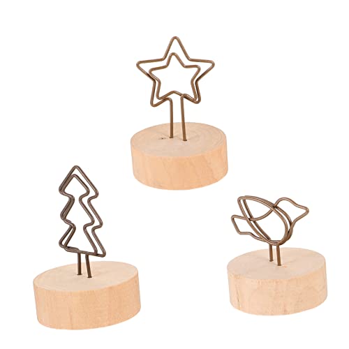 UTHCLO 15Stücke Teiliges Holz Fotohalter mit Vintage Design für Notizen Bilder und Karten für Büro und Dekoration Enthält Baum Vogel und Stern Motive von UTHCLO