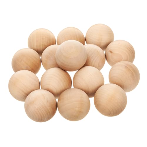 UTHCLO 15Stücke Unbearbeitete Holzperlen Runde Hartholzkugeln für DIY Bastelprojekte Naturholz für Dekoration für und Wohnaccessoires von UTHCLO
