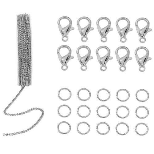 UTHCLO 1Satz DIY Schmuckzubehör mit Hummerscheren und Offenen Kreisen für Armbänder Robuste Eisenkette für Handwerksprojekte Silberfarben von UTHCLO