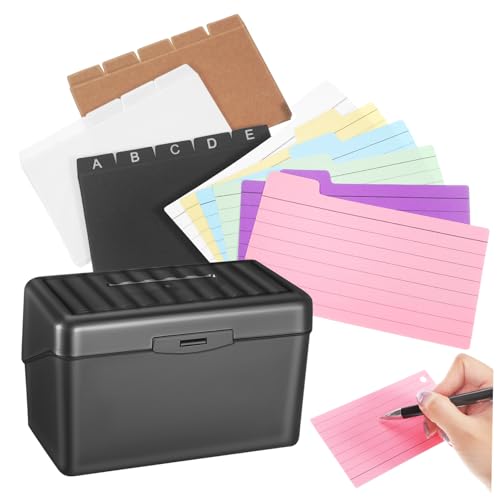UTHCLO 1Satz Karteikarten Organizer Set mit Doppelseitigen Karteikarten und Bindemittelringen Lösung für Büro und Studium zur Effizienten Notizenorganisation von UTHCLO