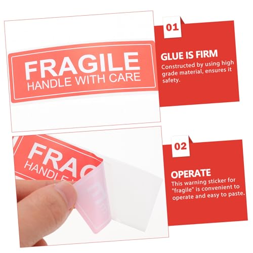 UTHCLO 2 Rollen Fragile Warning Sticker Selbstklebend Verpackungsaufkleber Warnetiketten Handle With Care Label Für Versand und Transport von UTHCLO