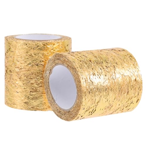 UTHCLO 2 Rollen Gold Glänzendes Tüllband Mesh Tüllrolle für DIY Basteln Geschenkverpackung Blumendeko Hochzeit Tischdeko Schleifenband UTHCLO 2 Rollen Gold Glänzendes Tüllband Mesh Tüllrolle für DIY Basteln Geschenkverpackung Blumendeko Hochzeit Tischdeko Schleifenband von UTHCLO