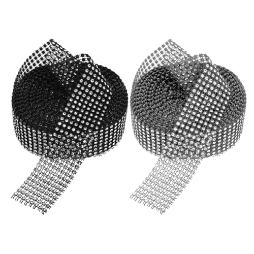 UTHCLO 2 Rollen Nachahmung Diamantdekoration Transparentes Strassband Bling-Band bling Strassband Funkelnder Band Faux-Strass-Netz funkelndes Strassband Hochzeitstortendekorationen Harz von UTHCLO