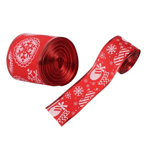 UTHCLO 2 Rollen Weihnachtsschleifenband mit Schneeflocken Design Breit Yards für Dekoration Weihnachtsbaum und Bastelprojekte Rot UTHCLO 2 Rollen Weihnachtsschleifenband mit Schneeflocken Design Breit Yards für Dekoration Weihnachtsbaum und Bastelprojekte Rot von UTHCLO