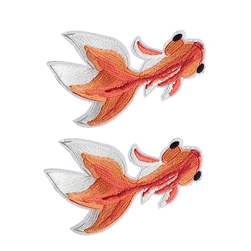 UTHCLO 2 Stk. Goldfisch Stickerei Patch Aufbügelbare Applikationen Kleidung Reparatur Aufnäher Bestickte Stoffaufkleber Hautfreundlich Langlebig Dekoration von UTHCLO