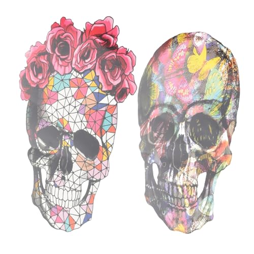 UTHCLO 2 Stk. Halloween Bügelbilder Set Teilig Schädel Applikationen zum Aufbügeln für Kleidung DIY Kostümdekoration Waschbare Textilflicken für Jacken Jeans und Taschen von UTHCLO