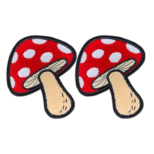 UTHCLO 2 Stück Aufbügelbare Pilz Patches Bestickte Cartoon Applikationen Strapazierfähige Bügelflicken für Jeans Jacken Rucksäcke Hüte Vielseitige Diy Reparatur Dekoration von UTHCLO