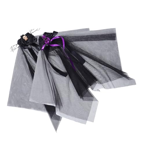 UTHCLO 2 Stück Gothic Kopfschmuck mit Schwarzem Schleier und Floralem Design Mystischer Charme Vielseitig Kombinierbar für Halloween Cosplay Fotoshootings und Renaissance-partys von UTHCLO