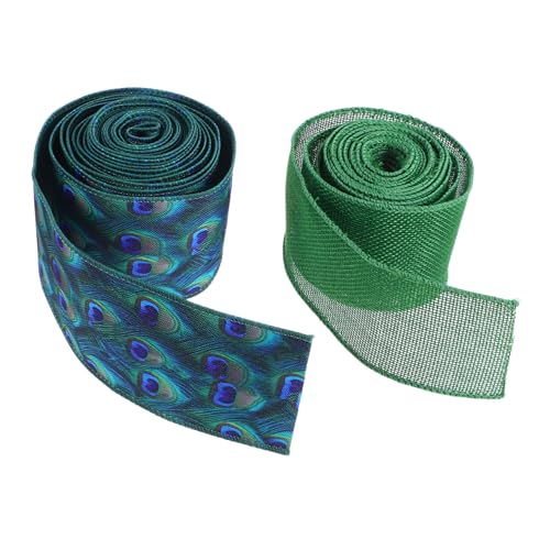 UTHCLO 2 Stück Grüne Polyester Drahtkantenbänder mit Pfauenfeder Breit pro Rolle Formbare Kanten für Vielseitige Weihnachts und Blumenkranz Deko Diy Geschenkverpackung Party und UTHCLO 2 Stück Grüne Polyester Drahtkantenbänder mit Pfauenfeder Breit pro Rolle Formbare Kanten für Vielseitige Weihnachts und Blumenkranz Deko Diy Geschenkverpackung Party und von UTHCLO