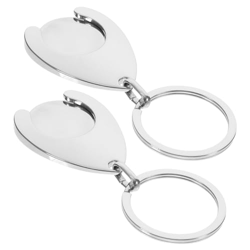 UTHCLO 2 Stück Metall Einkaufswagenchip Schlüsselanhänger Robust Leichter Einkaufschip Trolley Token Schlüsselring für Supermarktwagen Geeignet Praktische Nutzung Alltag von UTHCLO