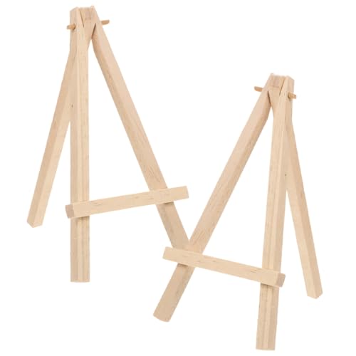 UTHCLO 2 Stück Mini Holz Staffelei Stabiles Dreibein Holz Display Ständer Vielseitig für Spielkarten Fotos Kleine Bilder Leichter Robust Rutschfest für Tischdekoration und Sammelobjekte von UTHCLO