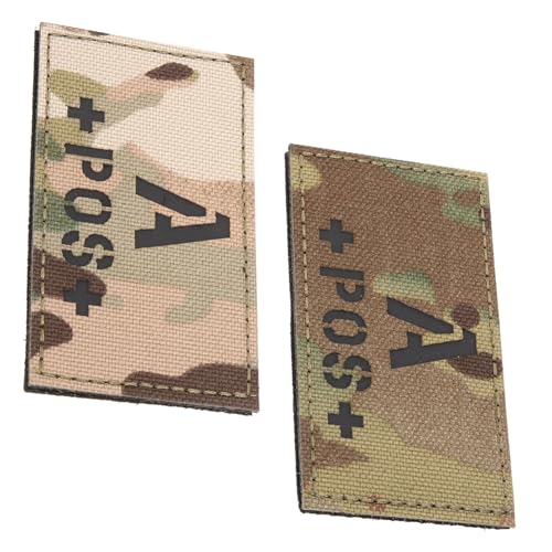 UTHCLO 2 Stück Reflektierender Blutgruppen patch Camouflage mit Befestigung Ir sichtbarkeit Geeignet für Uniformen Rucksäcke Militärische Notfallkennzeichnung A positiv von UTHCLO