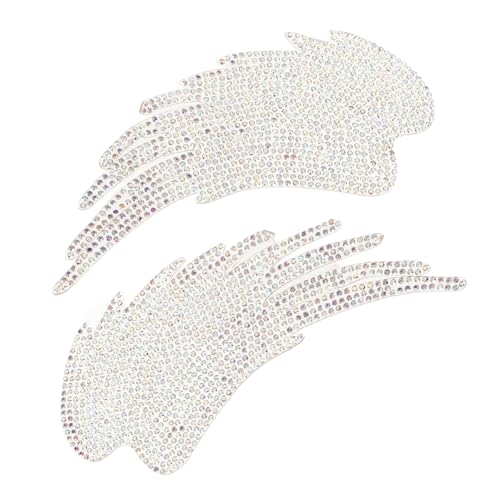 UTHCLO 2 Stück Strass Patches für Kleidung Engel Flügel Design Aufbügelbare Applikationen für DIY Kleidung Taschen Accessoires Waschbar Einfache Anwendung von UTHCLO