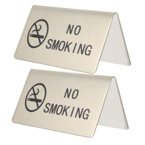 UTHCLO 2 Stück Teiliges Edelstahl Rauchverbotsschild Tischaufsteller Langlebig Sichtbares Nichtraucher Schild für Büro Zuhause Gastronomie Professionelles No Smoking Zeichen von UTHCLO