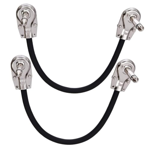 UTHCLO 2 Stück Teiliges Gitarren patchkabel Silberbeschichtet Flachstecker Flexibel Langlebig Gitarre Effektgerät Kompatibel mit Bass Keyboard Bühnenperformance von UTHCLO