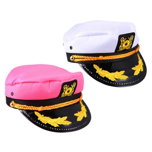 UTHCLO 2 Stück Teiliges Kapitänsmütze Matrosenhut Weiß und Purpur Hochwertige Verarbeitung für Bootspartys Kostüm Cosplay events Damen Sonnenhut für Nautische Themen von UTHCLO