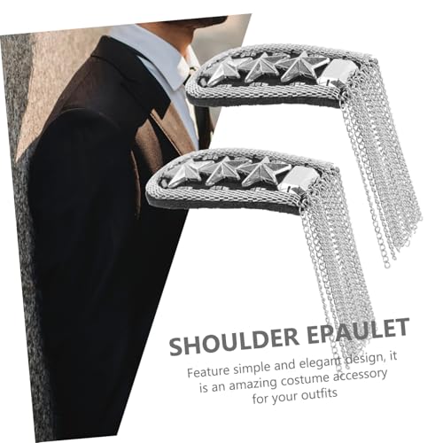 UTHCLO 2 Stück Teiliges Punk Schulterklappen mit Quasten und Ketten Elegante Epauletten Patches für Männer Lässiges Kostümzubehör für Karneval DIY Anstecker Auffälliges Schmuck von UTHCLO