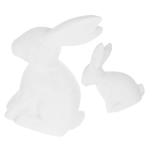 UTHCLO 2 Stück Tierornamente aus Holz Malerei Party Kindergarten Kaninchen holztiere Bastelset Holz Unvollendete Holzausschnitte zum Basteln DIY Bastelausschnitte hölzern Weiß von UTHCLO