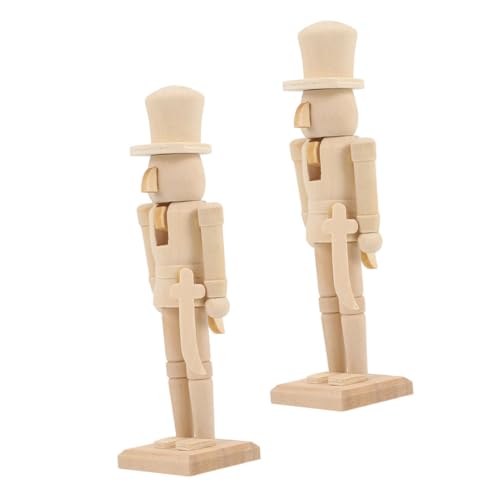 UTHCLO 2 Stück Unbemalte Holz-Figur DIY Weihnachtsdekoration Klassische Holzsoldaten zum Bemalen Handliche Holzsoldaten mit Stabilem Standfuß als Xmas Ornament und Bastelobjekt von UTHCLO