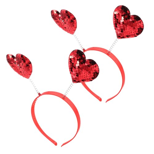 UTHCLO 2 Stück Valentinstag Haarreif Damen Herz Pailletten Stirnband Rot Glitzerndes Accessoire Für Party Festliche Outfits Und Alltag von UTHCLO
