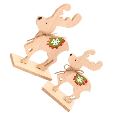 UTHCLO 2 Stück Weihnachtliche DIY Holz Elch Deko Teiliges Sichere Bastelspielzeug Holzhandwerk Kreative Weihnachtsbaumschmuck Ornamente für Desktop Dekoration von UTHCLO