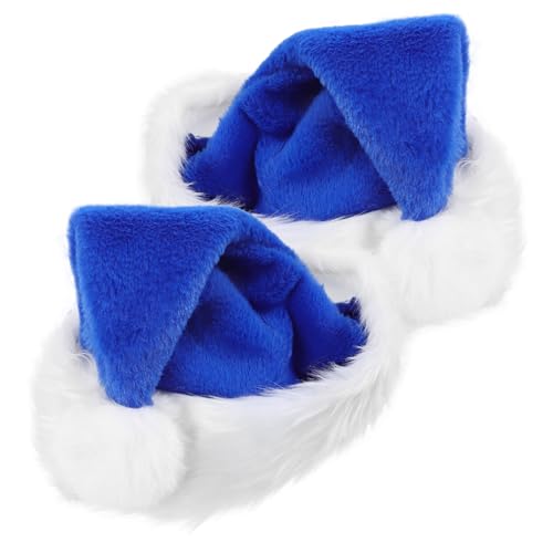 UTHCLO 2 Stück Weihnachtsmütze Dickes Stoffmaterial mit Weißem Plüschrand und Bommel Weihnachtlicher für Erwachsene und Wiederverwendbar Festliche Weihnachtsfeier Dekoration von UTHCLO