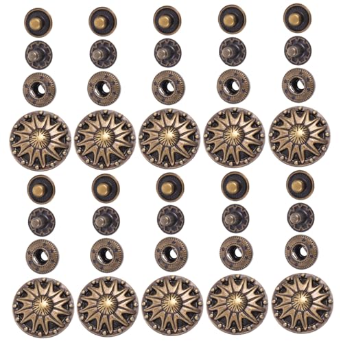 UTHCLO 20 Sätze Teiliges Bronze Druckknopfverschluss aus Zinklegierung Antik Wirkender Vintage Wallet Schnappverschluss mit Sonnenblumen Design Langlebig und Dekorativ für Geldbörsen und von UTHCLO