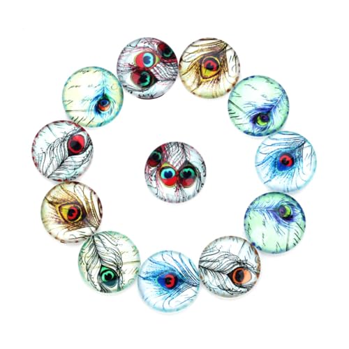 UTHCLO 20 Stück Glas Edelstein Patches mit Glasblumenmuster Langlebig und Praktisch DIY Schmuckmaterial für Ohrringe Manschettenknöpfe und Kreative Bastelprojekte von UTHCLO