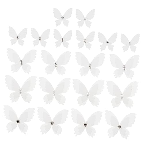 UTHCLO 20 Stück Organza Schmetterlinge Applikationen für Hochzeitskleider Doppellagige Perlenschmückte DIY Patches zur Bekleidungsgestaltung und Dekoration von UTHCLO