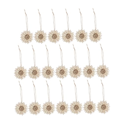 UTHCLO 20 Stück Teiliges DIY Sonnenblumen Holzdekor zum Aufhängen Naturbelassene Holzblumen Wanddekoration für und Flur Handbemalbar Rustikales Accessoire von UTHCLO