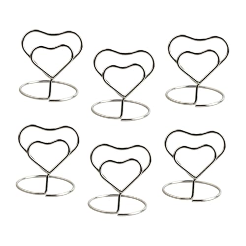 UTHCLO 20 Stück Teiliges Herzform Tischkartenhalter aus Draht in Silber Wiederverwendbare Memo Namensclip für Hochzeit Bankett Geburtstag und Partydekorationen von UTHCLO