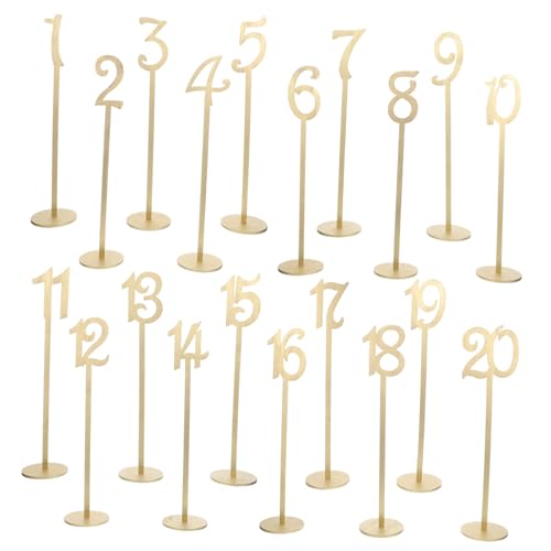 UTHCLO 20 Stück Teiliges Holz Tischnummern mit Halter Goldfarben Rustikale Tischschilder für Hochzeit Empfang Party Restaurant Tischdekoration von UTHCLO