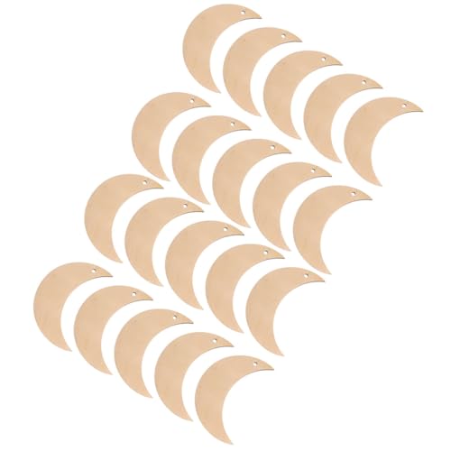 UTHCLO 20 Stück Teiliges Mondförmige Unfertige Holzscheiben DIY Bastelholzstücke Naturmaterial für Kreative Handarbeiten und Malprojekte von UTHCLO