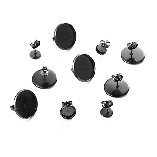UTHCLO 20 Stück Teiliges Ohrstecker Basis Schwarzem Runde DIY Schmuckherstellung Ohrstecker Zubehör mit Ohrstopper für Frauen und Mädchen Ohrringe Selber Machen Zubehör von UTHCLO