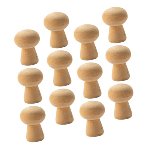 UTHCLO 20 Stück Teiliges Unfertige Holzpilz Ornamente in Khaki für Bemalen Pädagogisches DIY Holzspielzeug Kreativität und Feinmotorik Natürliche Holzfiguren zum Basteln und Dekorieren von UTHCLO