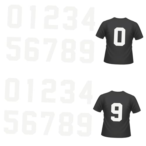 UTHCLO 20 Stück Teiliges Weiße Bügelzahlen zum Aufbügeln Hitzebeständige Textilaufkleber für Kleidung DIY Applikationen Jeans T shirts Jacken Rucksäcken Geeignet für Haushaltsbügeleisen von UTHCLO