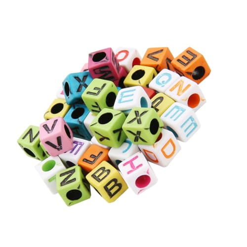 UTHCLO 200 Stück Acryl Würfel Buchstabenperlen Bunte Lose Perlen für Schmuckherstellung DIY Armbänder Bastelperlen Erwachsene von UTHCLO