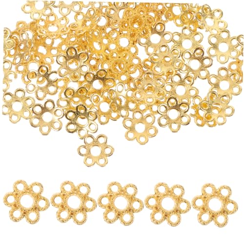 UTHCLO 200 Stück Goldene Perlenkappen aus Langlebiger Legierung Blumenform Schmuckzubehör für DIY Armbänder Halsketten Ohrringe Leicht und Vielseitig zum Basteln von Schmuckideen von UTHCLO