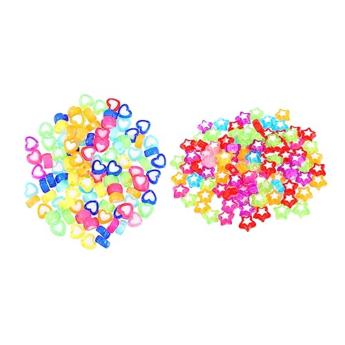 UTHCLO 200 Stück Herzförmige Acrylperlen im Bunte Stern Design DIY Schmuckperlen für Armbänder und Kreative Bastelprojekte von UTHCLO