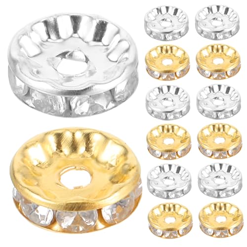 UTHCLO 200 Stück Rondelle Spacer Beads Silber Strass Perlen Schmuckzubehör für DIY Armbänder Halsketten Basteln UTHCLO 200 Stück Rondelle Spacer Beads Silber Strass Perlen Schmuckzubehör für DIY Armbänder Halsketten Basteln von UTHCLO