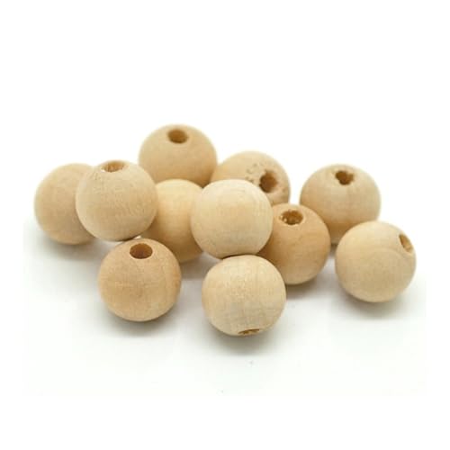 UTHCLO 200 Stück Runde Holzperlen Unbehandelte Naturfarbe für DIY Schmuck Bastelprojekte und Makramee Hochwertige Holzperlen zum Auffädeln und Gestalten von Armbändern von UTHCLO
