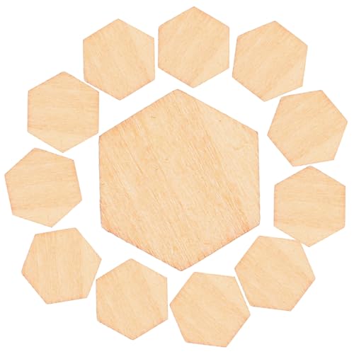 UTHCLO 200 Stück Sechseckige Holzscheiben aus Hochwertigem Buchenholz Glatte Oberfläche Langlebige DIY Holzteile für Kreative Bastelarbeiten Hölzerne Dekorationen für Hochzeit Geburtstag von UTHCLO