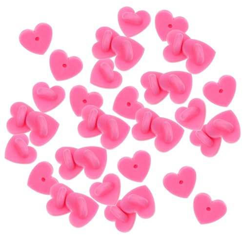 UTHCLO 200 Stück Teiliges Herzförmige Broschennadeln mit Gummiverschluss Leichte Anstecknadeln für DIY Schmuck Namensschilder Abzeichen und Bastelarbeiten Langlebig und Tragbar Rosa von UTHCLO