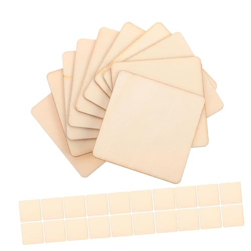 UTHCLO 200 Stück Unbehandelte Quadratische Holzscheiben Naturholz Blanko Holzstücke für DIY Basteln Malen Gravieren Schnitzen Holzplatten Zubehör von UTHCLO