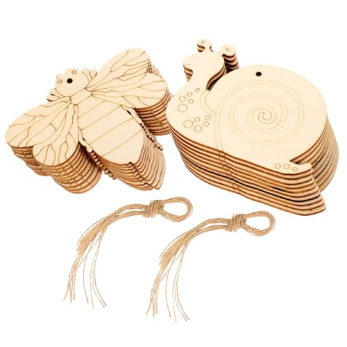 UTHCLO 20Stücke Unvollendete Holz Ausschnitte Insekten Thema DIY Holz Anhänger Für Bastelarbeiten Naturholz Figuren Für Dekoration Und Projekte Bienen Schnecken von UTHCLO
