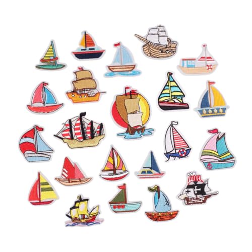 UTHCLO 23Stücke Aufgestickte Cartoon Segelboot Stoffaufkleber zum Aufbügeln für Bekleidungsreparatur und Dekoration Applikationen für Kleidung Taschen und DIY Projekte von UTHCLO