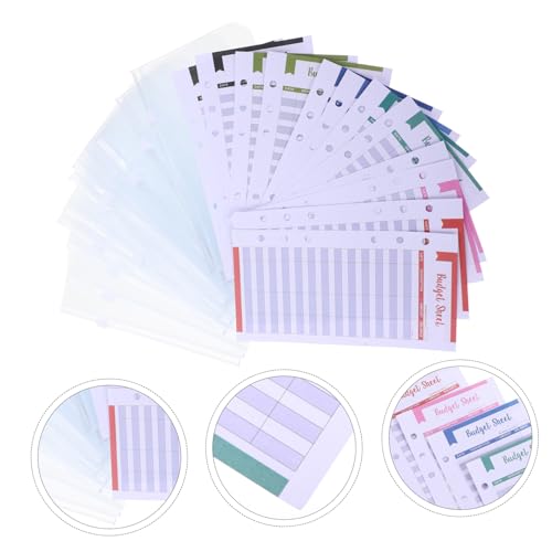 UTHCLO 24 Stück Budget Sheets Ringen Transparente PVC Umschläge und Lose Blätter Budgetplaner Zubehör für Ringordner Klar Gestaltete Spalten für Einfache Finanzorganisation von UTHCLO